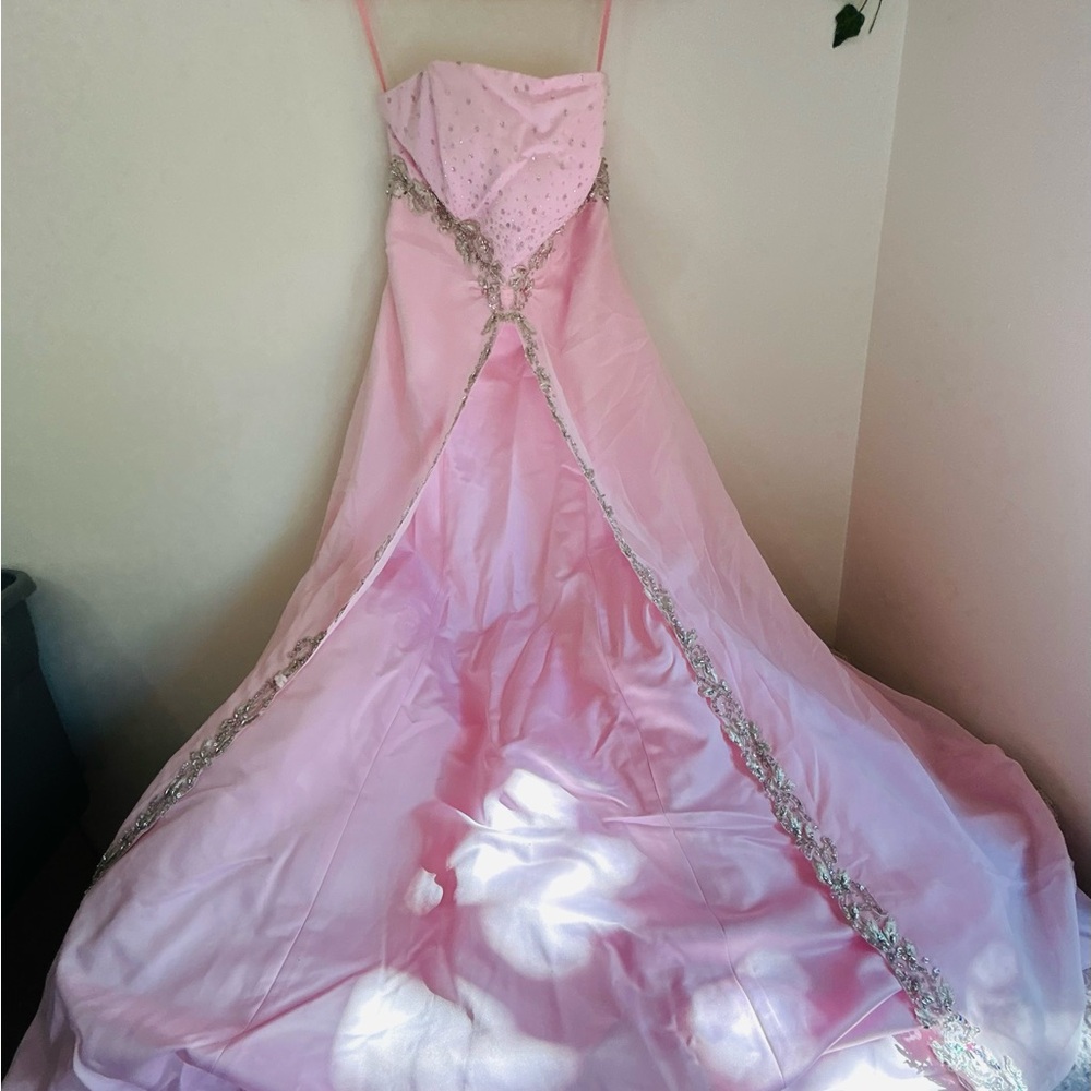 Riva Designs Pink and Silver Prom Dress